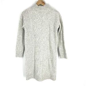 LOFT Sweater Dress NWT Size Small Womens Gray Cable Knit Long Sleeve Turtleneck